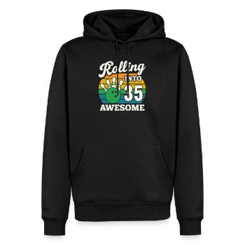 Retro Bowling 35. Geburtstag Design - Männer Premium Bio Hoodie - Schwarz - Vorne - Nico (187cm)