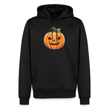 Tête de citrouille effrayante Halloween - Sweat à capuche Premium bio Homme - noir - Devant - Nico (187cm)
