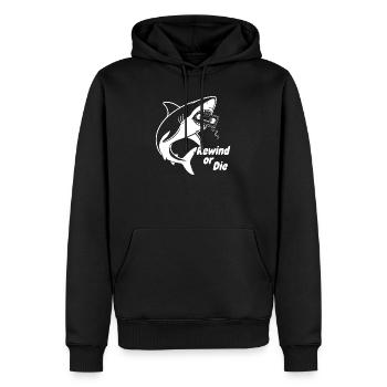 Rewind or The Shark Cassette - Men’s Premium Organic Hoodie - black - Front - Nico (187cm)