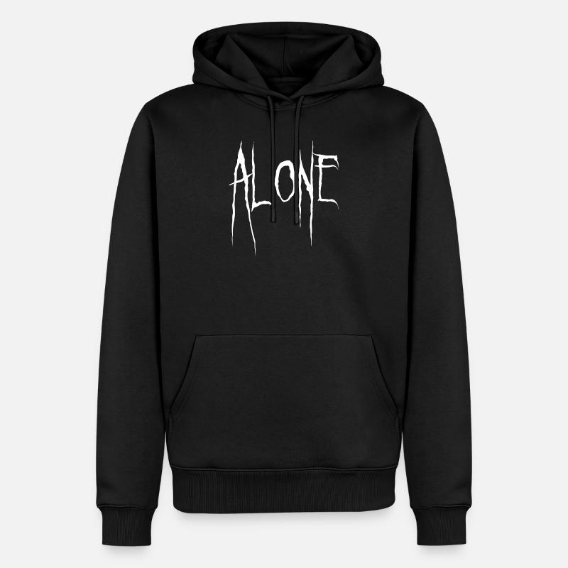 Typographie déchiquetée Alone - Sweat à capuche Premium bio Homme - noir