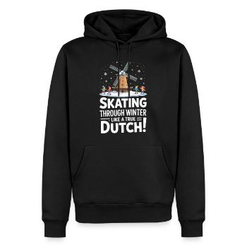 Patiner en hiver comme un vrai Hollandais - Sweat à capuche Premium bio Homme - noir - Devant - Nico (187cm)