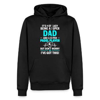 Herz + Padel – Super Dad Padel Spieler - Männer Premium Bio Hoodie - Schwarz - Vorne - Nico (187cm)