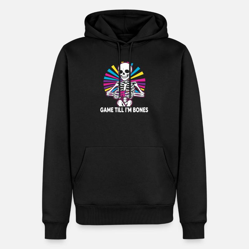 Game Till Bones Skeleton Controller - Men’s Premium Organic Hoodie - black