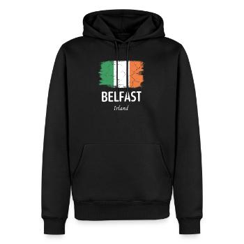 Belfast - Sweat à capuche Premium bio Homme - noir - Devant - Nico (187cm)