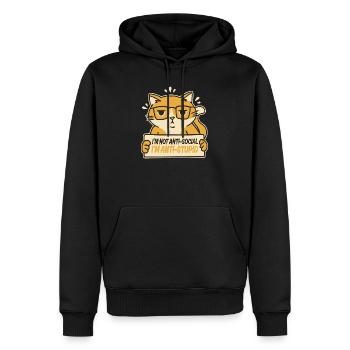 Ich bin nicht asozial, ich bin anti-dumm. - Männer Premium Bio Hoodie - Schwarz - Vorne - Nico (187cm)