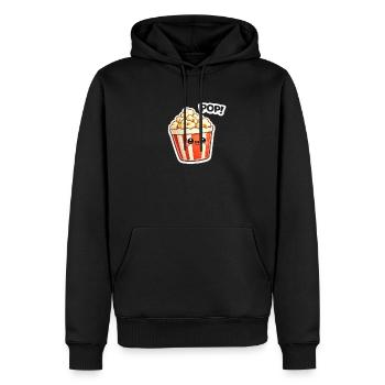 Motif de sourire popcorn Kawaii - Sweat à capuche Premium bio Homme - noir - Devant - Nico (187cm)