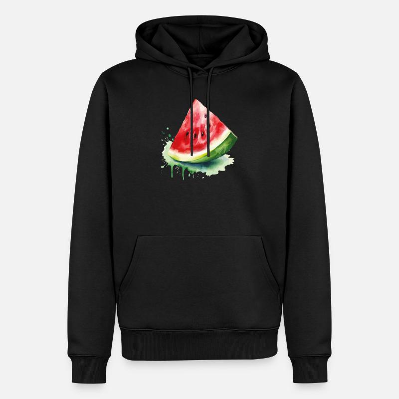 Éclaboussure d’aquarelle pastèque - Sweat à capuche Premium bio Homme - noir