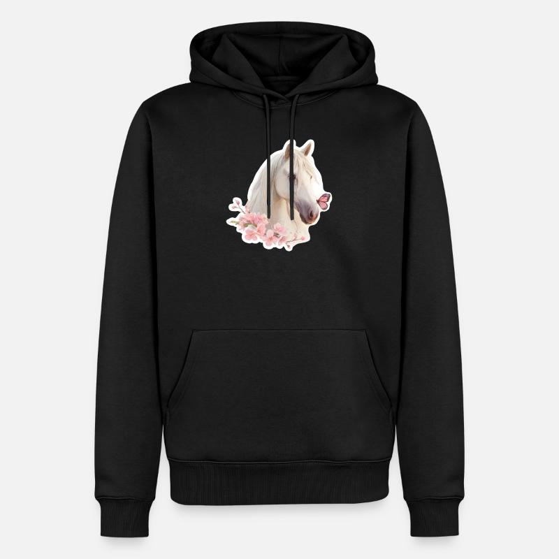 Cheval avec papillon - Sweat à capuche Premium bio Homme - noir