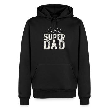 Super Dad Mountain Abenteuer - Männer Premium Bio Hoodie - Schwarz - Vorne - Nico (187cm)