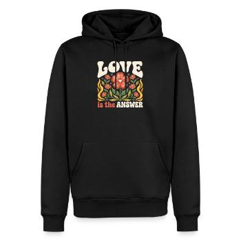 LGBTQ-Pride-Monat – Liebe ist die Antwort - Männer Premium Bio Hoodie - Schwarz - Vorne - Nico (187cm)