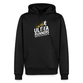 Ultraläufer beweisen, dass Verrücktheit Spaß machen kann - Männer Premium Bio Hoodie - Schwarz - Vorne - Nico (187cm)