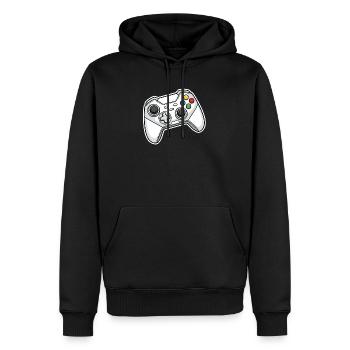 Retro controller illustration - Men’s Premium Organic Hoodie - black - Front - Nico (187cm)