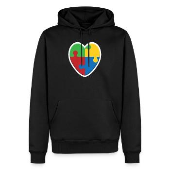 Puzzle du cœur de l’autisme - Sweat à capuche Premium bio Homme - noir - Devant - Nico (187cm)