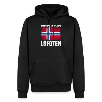 Lofoten Koordinaten - Männer Premium Bio Hoodie - Schwarz - Vorne - Nico (187cm)