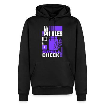 Gurkenglas braucht Rechtschreibprüfung - Männer Premium Bio Hoodie - Schwarz - Vorne - Nico (187cm)