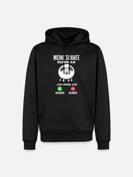 Anruf Meiner Schafe - Annehmen Ablehnen - Männer Premium Bio Hoodie - Schwarz
