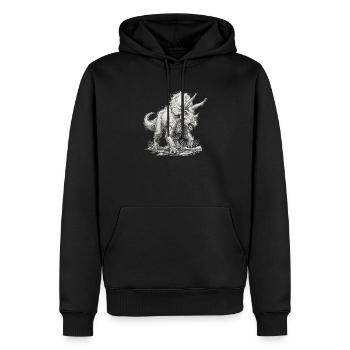 Triceratops Motiv Dinosaurier Urzeit Saurier - Männer Premium Bio Hoodie - Schwarz - Vorne - Nico (187cm)