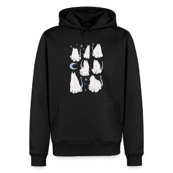 GEISTKATZEN - Männer Premium Bio Hoodie - Schwarz - Vorne - Nico (187cm)