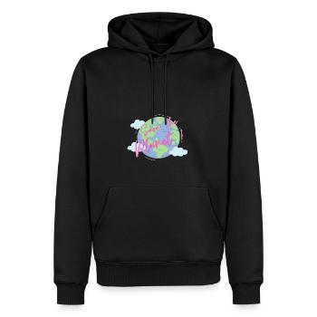 Save the planet - white text - blue earth - Sweat à capuche Premium bio Homme - noir - Devant - Nico (187cm)