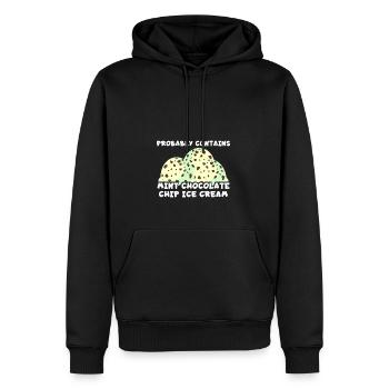 Enthält wahrscheinlich Mint Chocolate Chip Eiscrem - Männer Premium Bio Hoodie - Schwarz - Vorne - Nico (187cm)