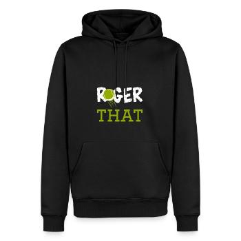 Roger That - Männer Premium Bio Hoodie - Schwarz - Vorne - Nico (187cm)
