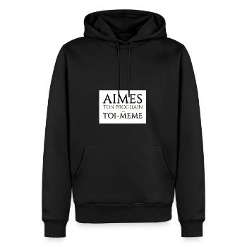 aimes 300 - Sweat à capuche Premium bio Homme - noir - Devant - Nico (187cm)