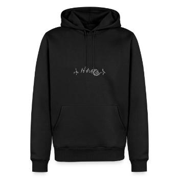 Fichtenholz Herzschlag Design für Schwarzwaldfans - Männer Premium Bio Hoodie - Schwarz - Vorne - Nico (187cm)