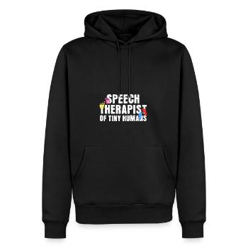 Logopädin von Tiny Humans - Männer Premium Bio Hoodie - Schwarz - Vorne - Nico (187cm)