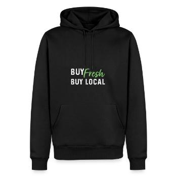 Frisch kaufen, lokal kaufen - Männer Premium Bio Hoodie - Schwarz - Vorne - Nico (187cm)