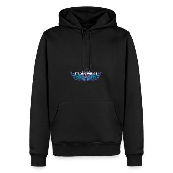 Strong Wings Streetwear - Männer Premium Bio Hoodie - Schwarz - Vorne - Nico (187cm)