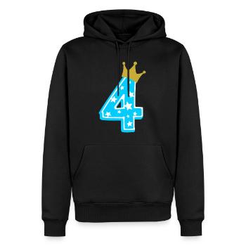 4 Krone 4. Geburtstag 4 Jahre - Männer Premium Bio Hoodie - Schwarz - Vorne - Nico (187cm)