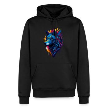 bunter abstrakter Wolf - Männer Premium Bio Hoodie - Schwarz - Vorne - Nico (187cm)
