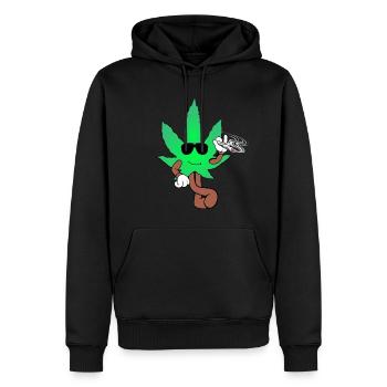 Der Bloom - Weed Cannabis Stoned Hanf Marihuana - Männer Premium Bio Hoodie - Schwarz - Vorne - Nico (187cm)