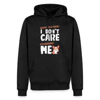 i don't care mit lustigem Corgy - Männer Premium Bio Hoodie - Schwarz - Vorne - Nico (187cm)