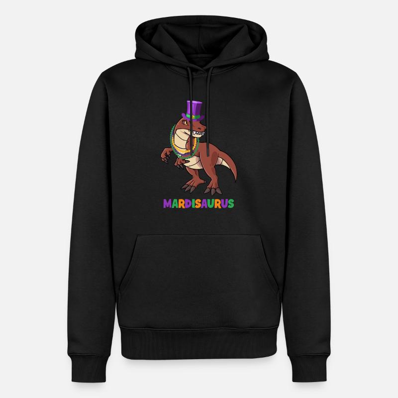 MARDISAURUS Mardi Gras Dinosaurus - Männer Premium Bio Hoodie - Schwarz