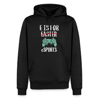E signifie eSports - Joyeuses Pâques - Sweat à capuche Premium bio Homme - noir - Devant - Nico (187cm)