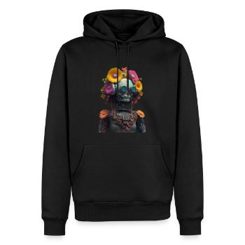 Flower Power Robot - Sweat à capuche Premium bio Homme - noir - Devant - Nico (187cm)