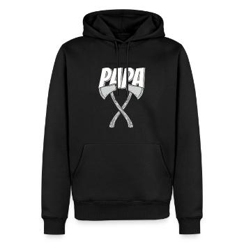 Cadeau papa "le meilleur bucheron" - Sweat à capuche Premium bio Homme - noir - Devant - Nico (187cm)