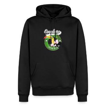 Erkunden Sie Jamaika - Männer Premium Bio Hoodie - Schwarz - Vorne - Nico (187cm)