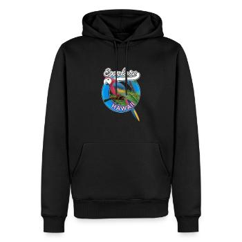 Entdecken Sie das Hawaii-Retro-Logo. - Männer Premium Bio Hoodie - Schwarz - Vorne - Nico (187cm)