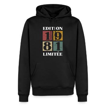 Limited Edition 1981 - 42nd Anniversary - Men’s Premium Organic Hoodie - black - Front - Nico (187cm)