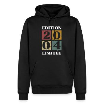 Edition limitée 2004 19e anniversaire - Sweat à capuche Premium bio Homme - noir - Devant - Nico (187cm)