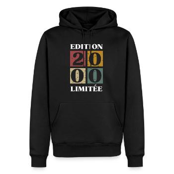 Edition limitée 2000 23e anniversaire - Sweat à capuche Premium bio Homme - noir - Devant - Nico (187cm)
