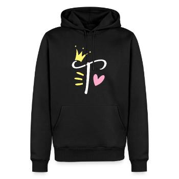 Buchstabe T Anfangsbuchstabe Krone - Männer Premium Bio Hoodie - Schwarz - Vorne - Nico (187cm)