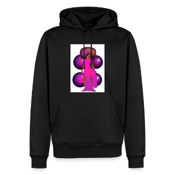 PINK AFRO BUBBLE WOMAN - Men’s Premium Organic Hoodie - black - Front - Nico (187cm)