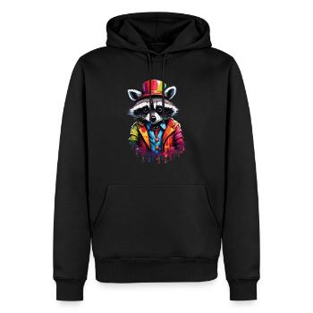 Clown Tier / Zirkus / lustig / bunt / Waschbär - Männer Premium Bio Hoodie - Schwarz - Vorne - Nico (187cm)