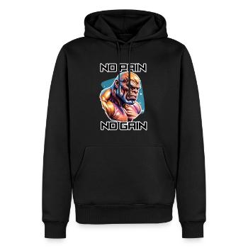 Bodybuilder / Sports / Fitness / Singe / Muscles - Sweat à capuche Premium bio Homme - noir - Devant - Nico (187cm)