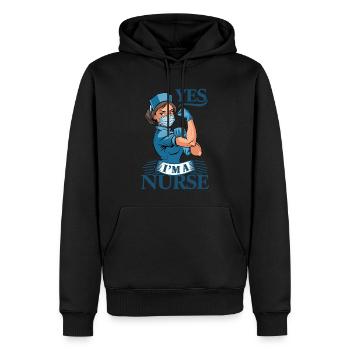 Lustige Krankenschwester mit Humor - Männer Premium Bio Hoodie - Schwarz - Vorne - Nico (187cm)