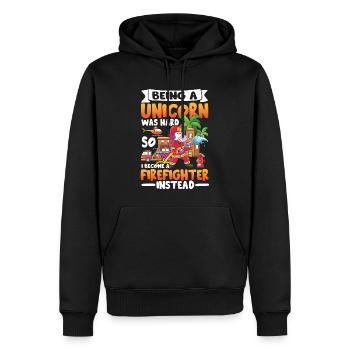 Being A Unicorn Was Hard So I Become A Firefigther - Männer Premium Bio Hoodie - Schwarz - Vorne - Nico (187cm)