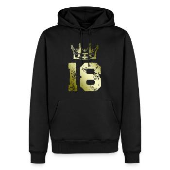 18 Zahl Krone - Männer Premium Bio Hoodie - Schwarz - Vorne - Nico (187cm)